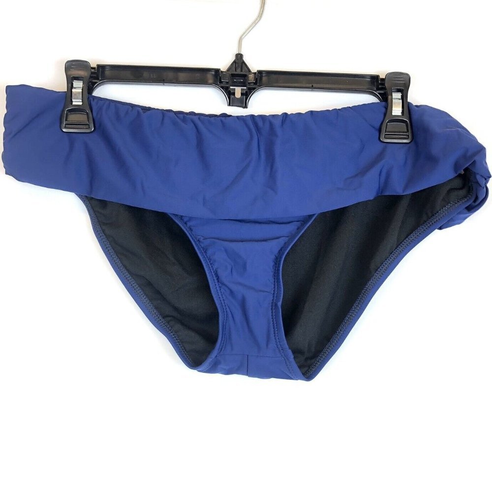 Athena, Women’s Blue Banded Cheeky Bikini Bottom, Size Large